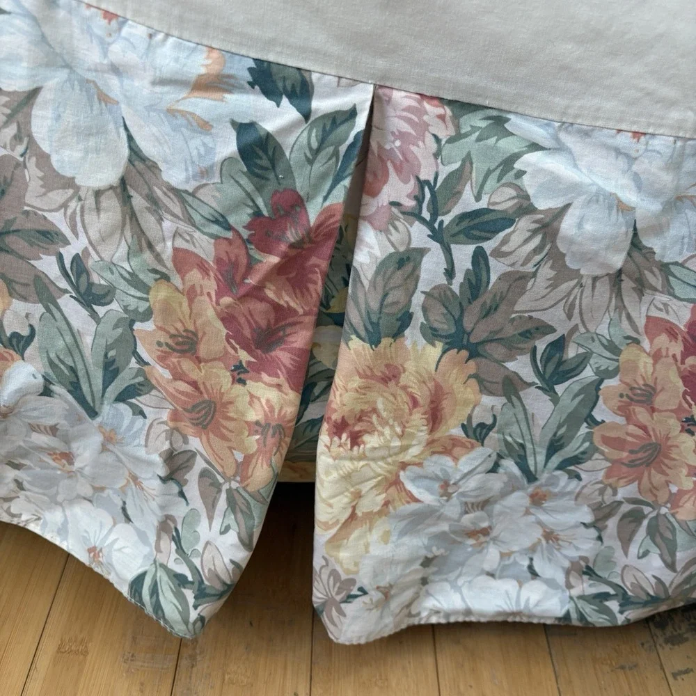 Croscill Biltmore Box Pleat Bedskirt Dust Ruffle Floral Green Rose Full 14